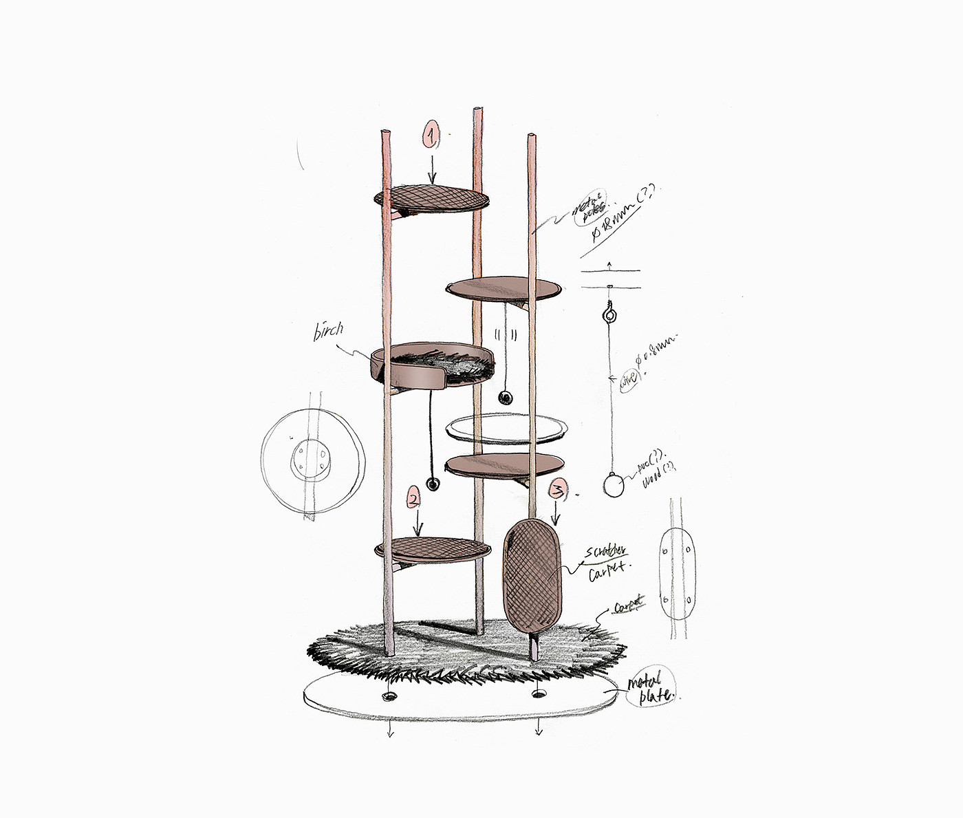 brown，Cat house，Three Poles，