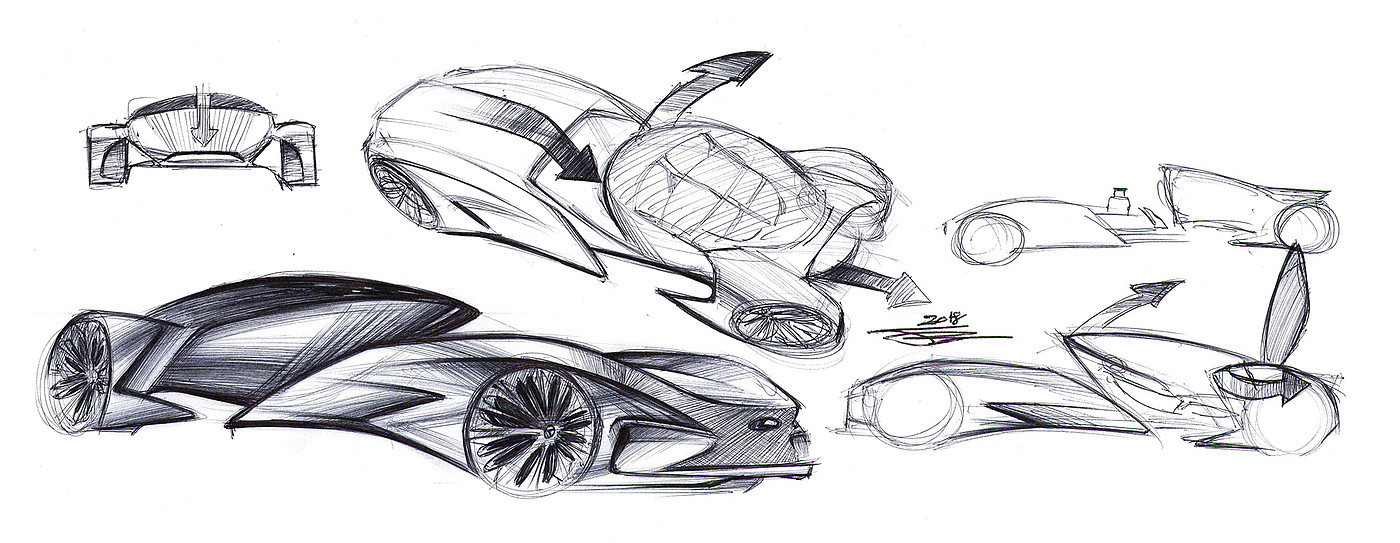 Automobile design sketch，Architecture，Automatic design，illustration，industrial design，