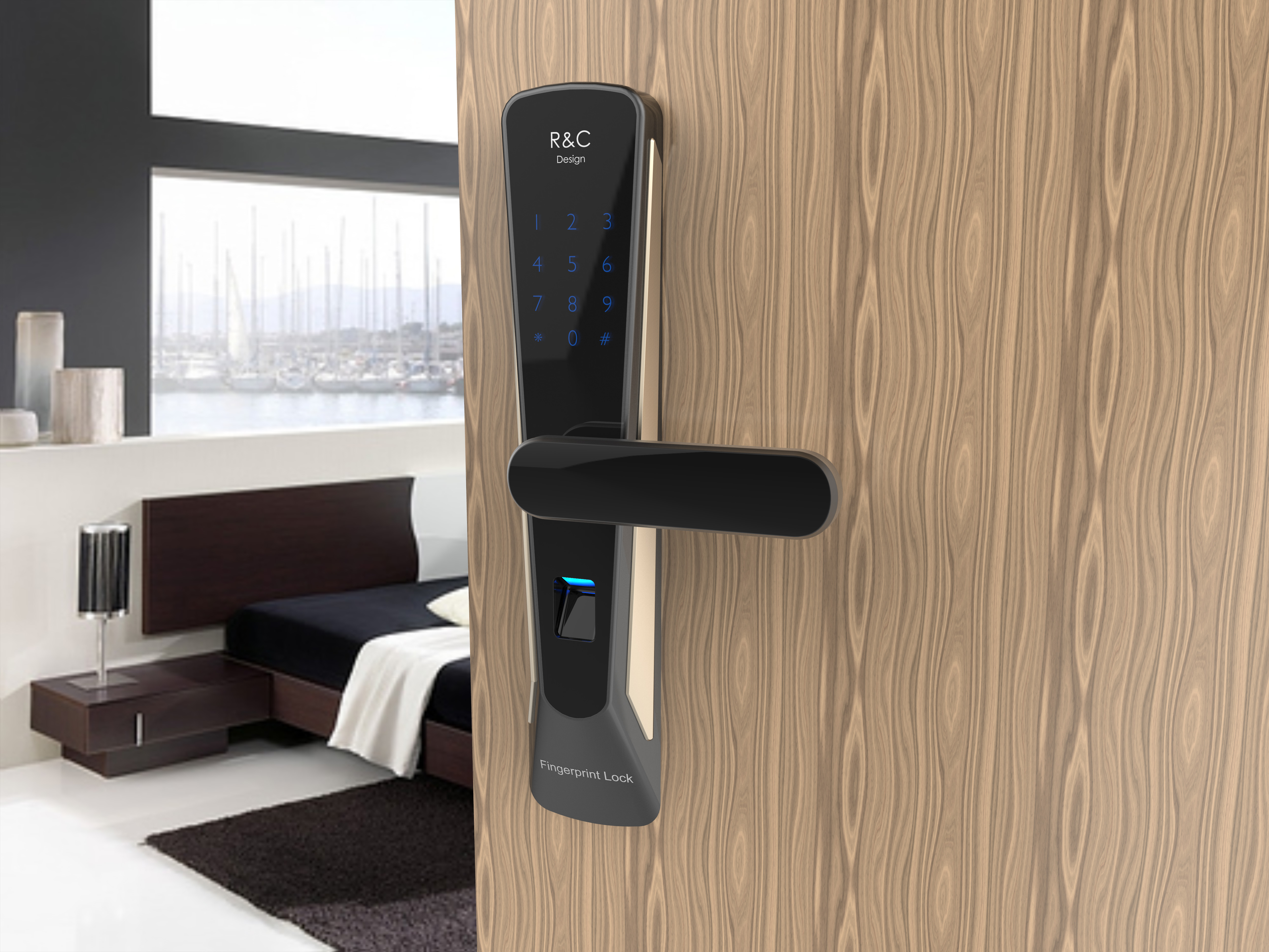 Fingerprint lock，Password lock，industrial design，Design，product design，Door handle，