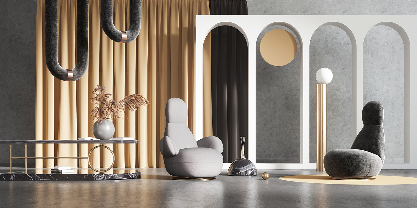 Interior design，color，horizon，