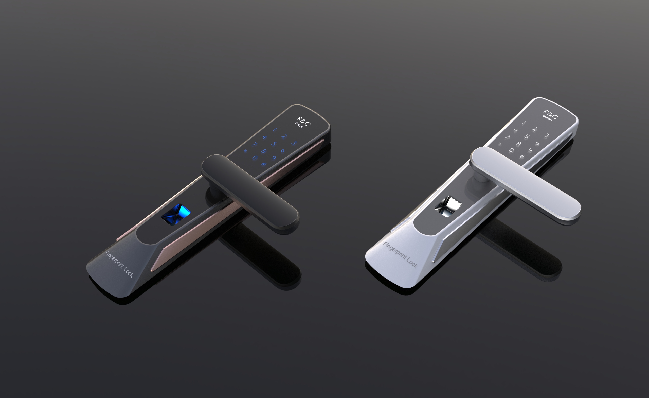 Fingerprint lock，Password lock，industrial design，Design，product design，Door handle，