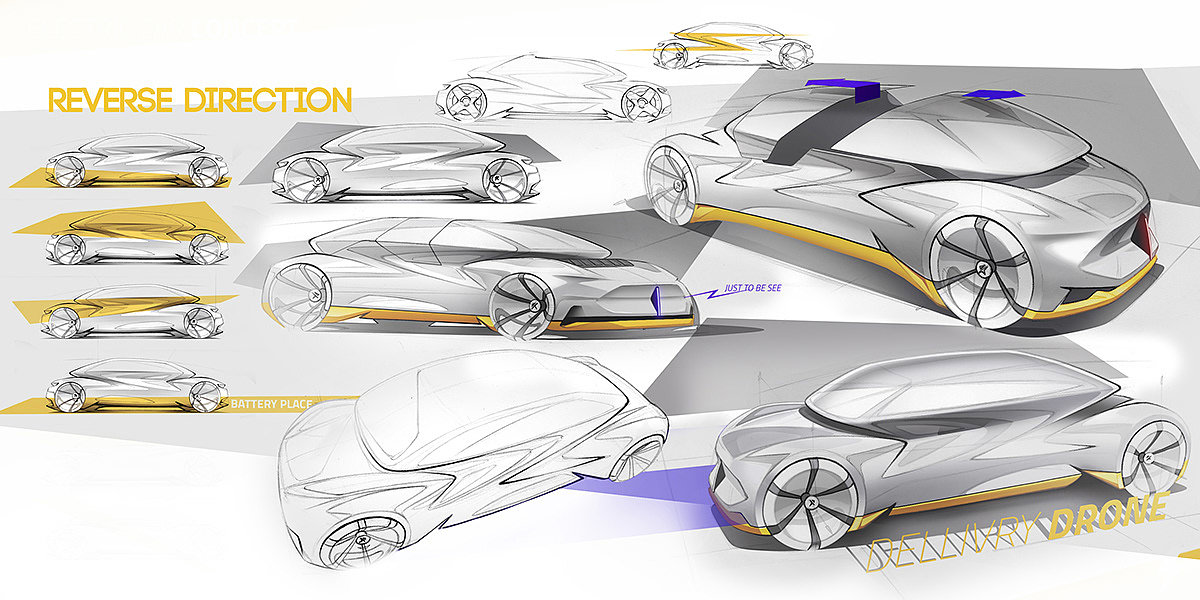 sketch，conceptual design，vehicle，sketchbook，