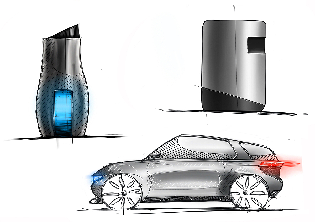 Hand drawn，Ubee ，Hand drawn car，trash can，Modeling design，