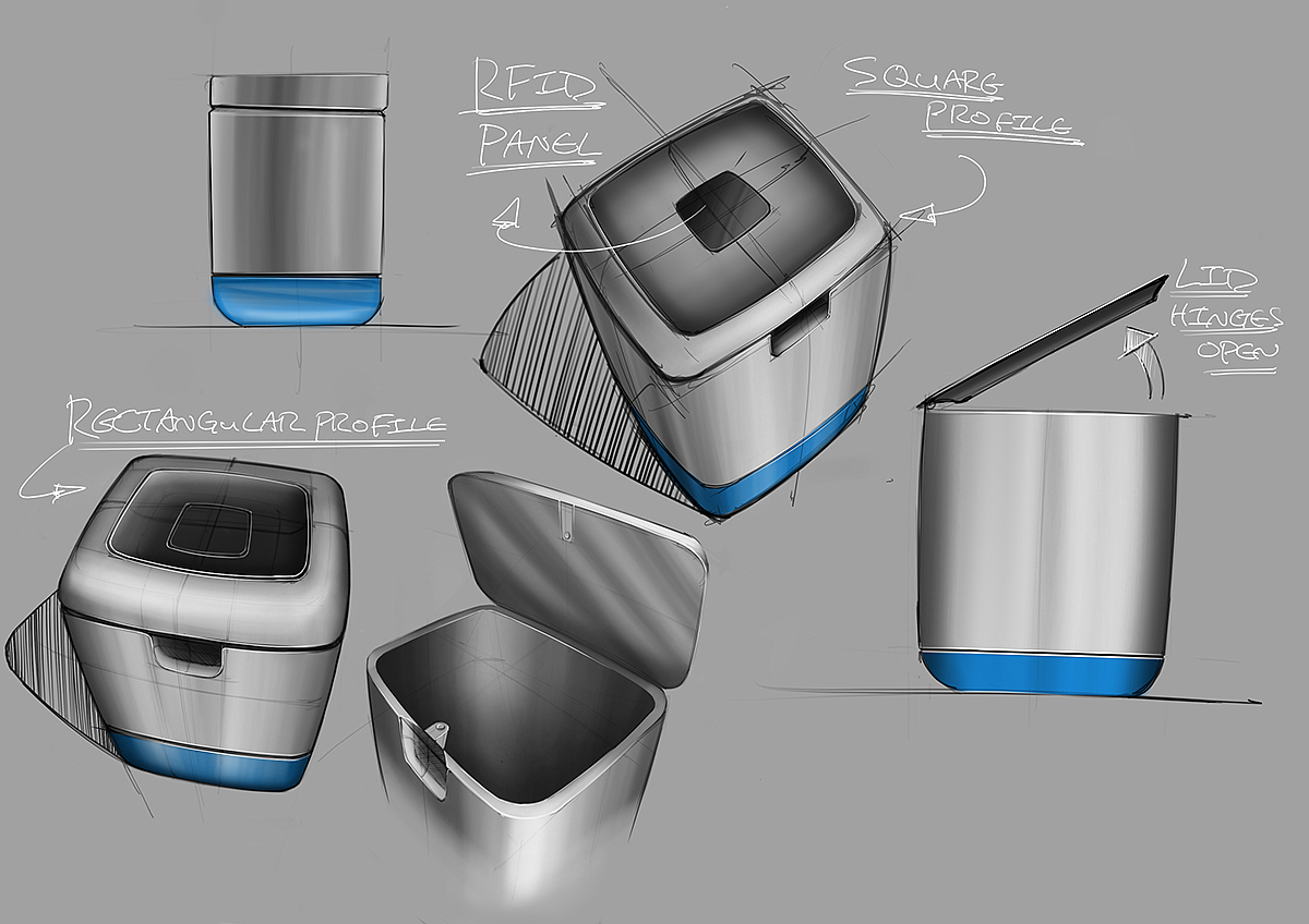 Hand drawn，Ubee ，Hand drawn car，trash can，Modeling design，