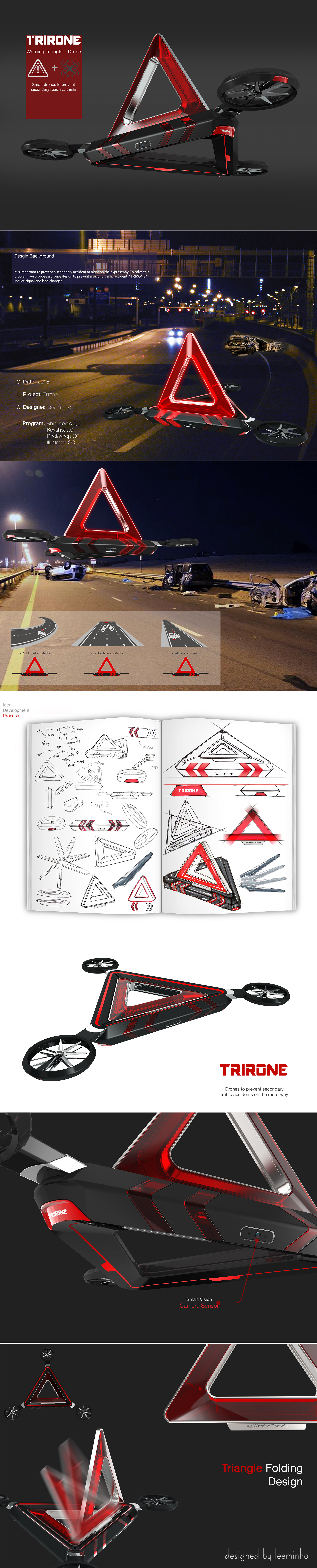 product design，industrial design，traffic sign，Traffic danger signal，UAV，Trirone，
