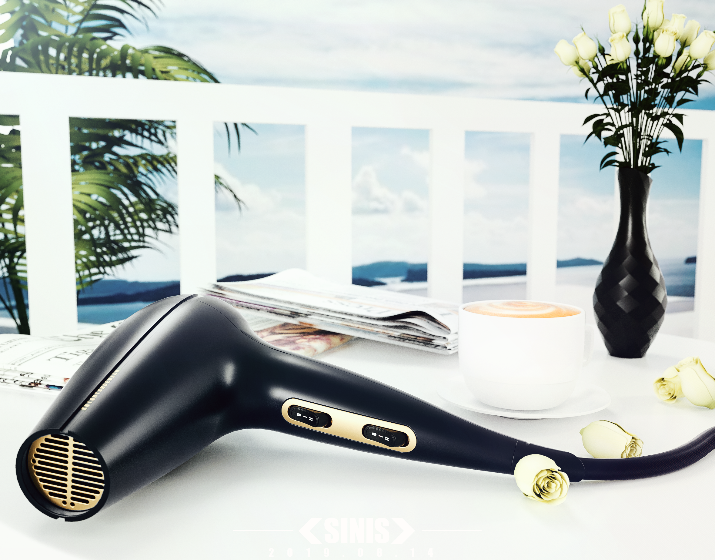 Shoemach ，hair drier，product design，Black gold，
