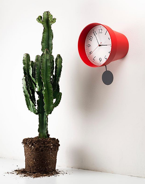 Flowerpot，small bell，time，Mirror reflection，originality，Wall clock，clocks and watches，