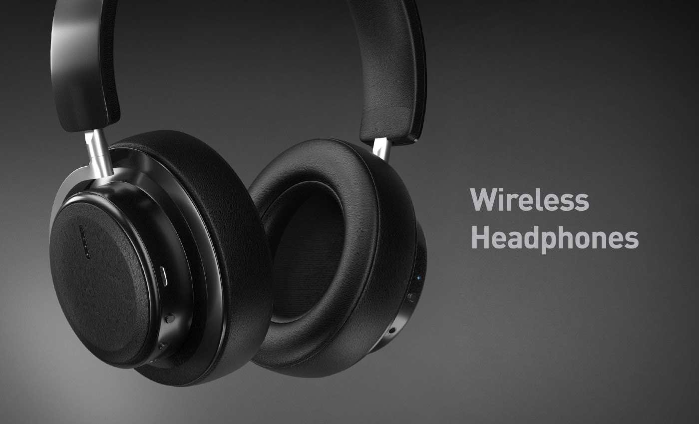 black，Render，modeling，packing，Wireless headset，