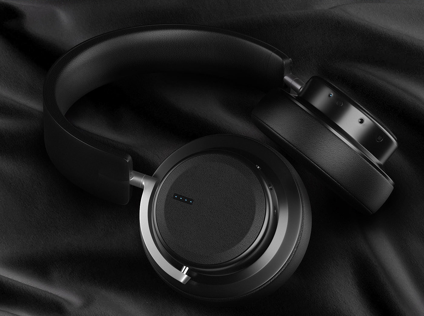 black，Render，modeling，packing，Wireless headset，