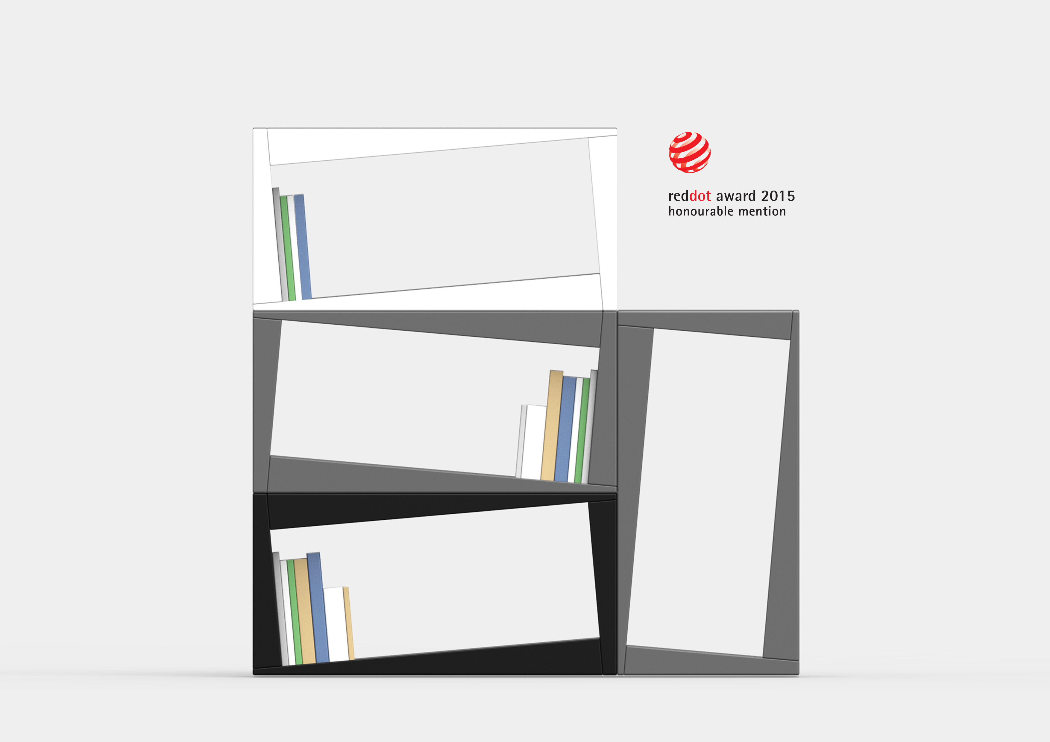 Red dot award，bookshelf，original，Minimalist，Black and white gray，Creative design，