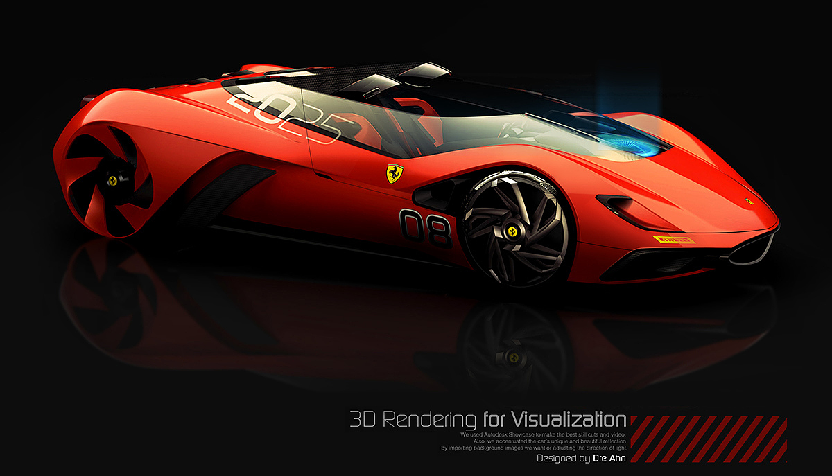 Ferrari，vehicle，automobile，concept，Hand drawn，design sketch，