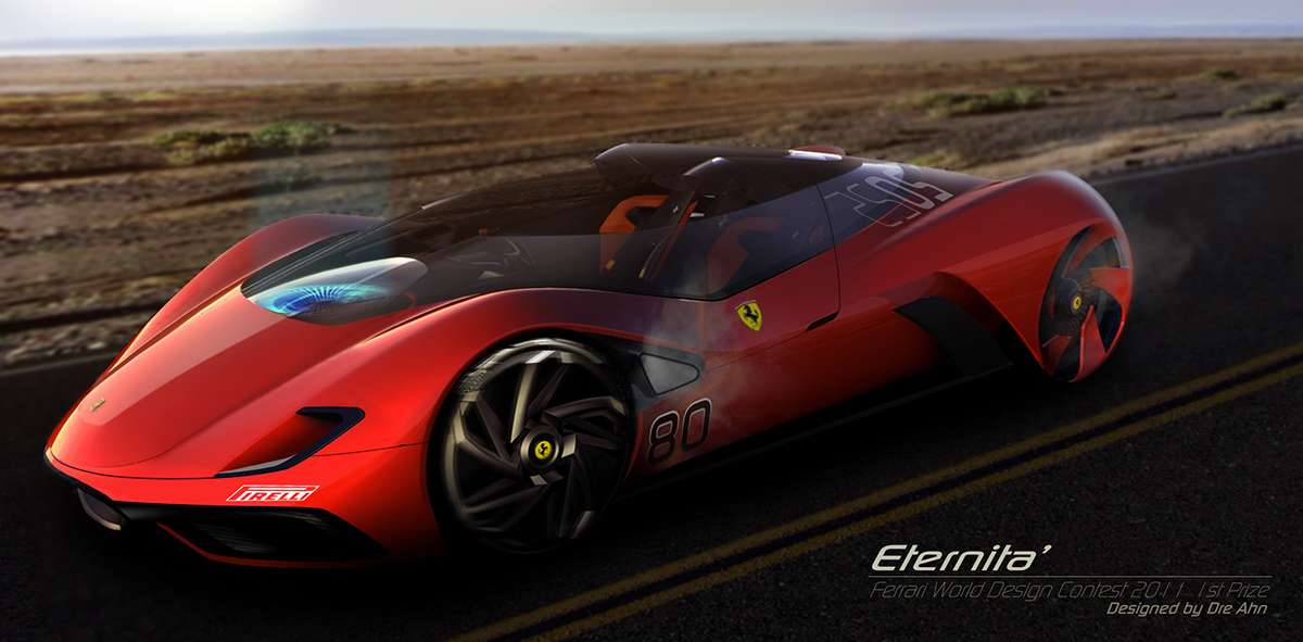 Ferrari，vehicle，automobile，concept，Hand drawn，design sketch，