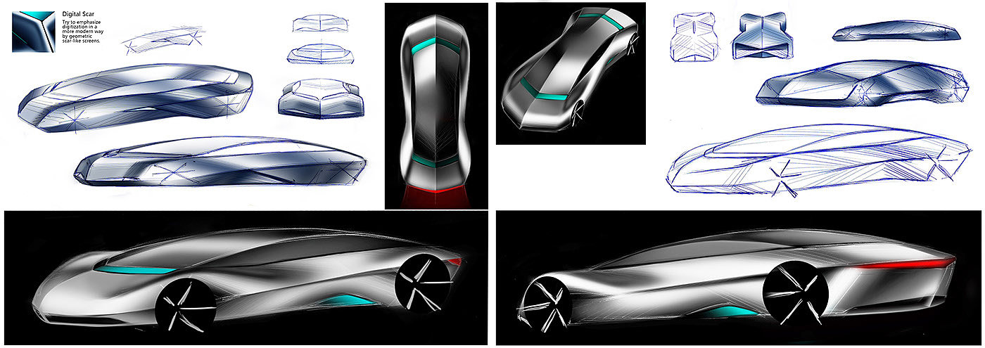automobile，Hand drawn car，Modeling design，design sketch，