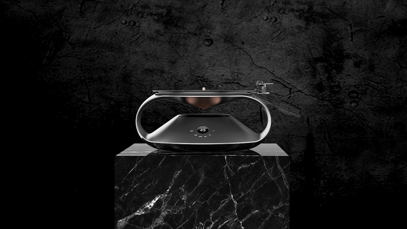 Product modeling design，Sense of science and technology，Ethereal feeling，Ritual sense，superior quality，Simplicity，industrial design，Design of vinyl record player，