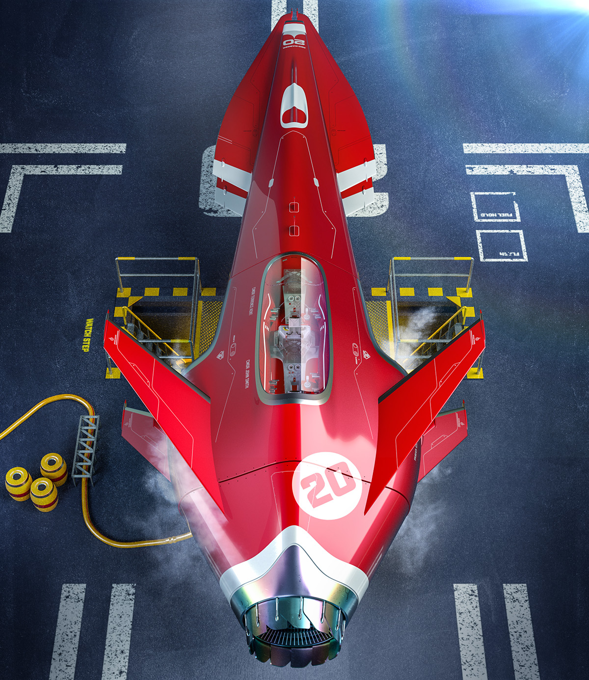 Red Dagger，science fiction，Render，Jet aircraft，