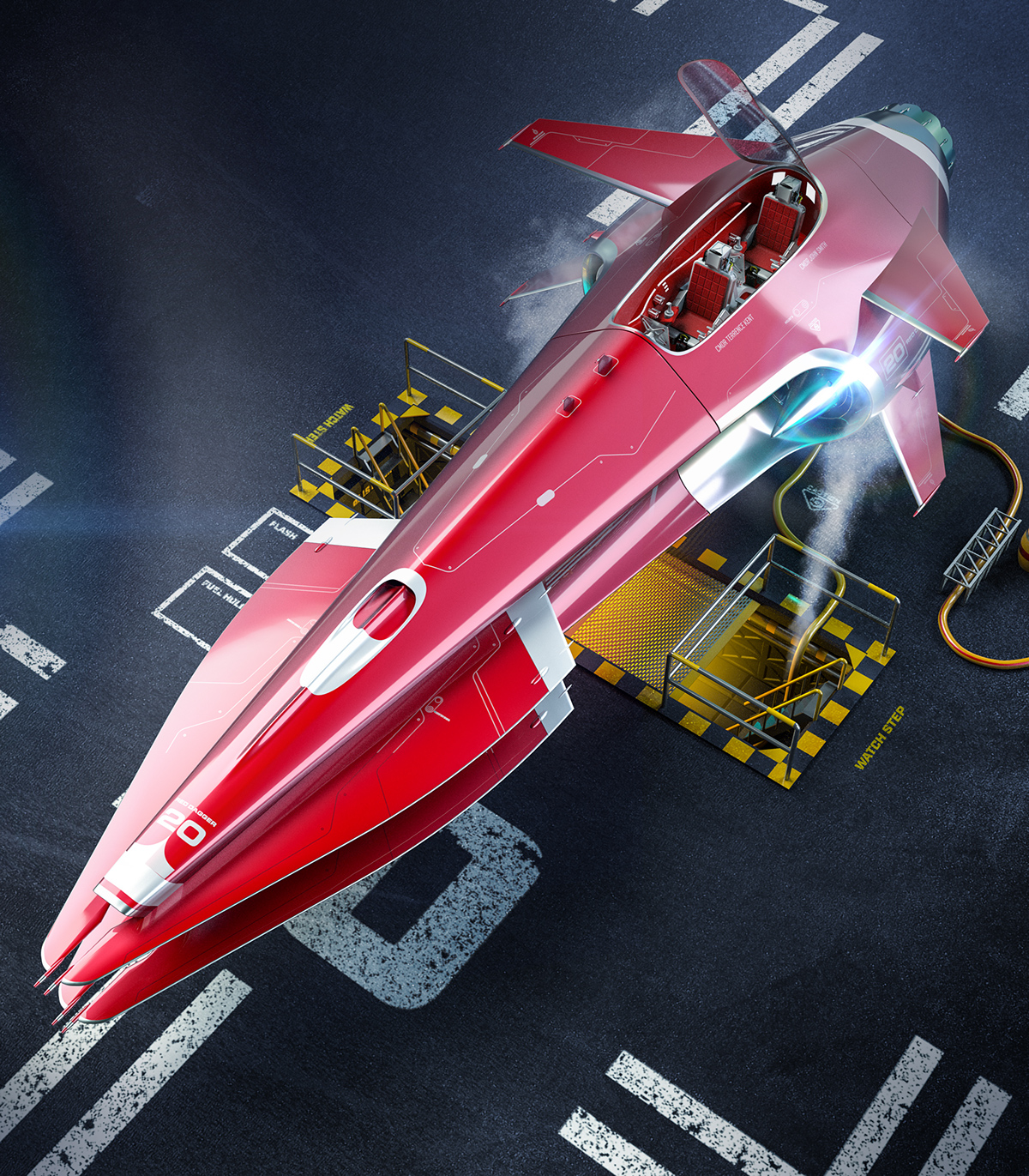 Red Dagger，science fiction，Render，Jet aircraft，