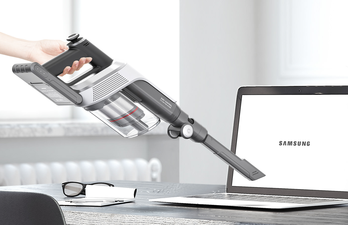 Vacuum cleaner，white，cmf，Sense of science and technology，Samsung，