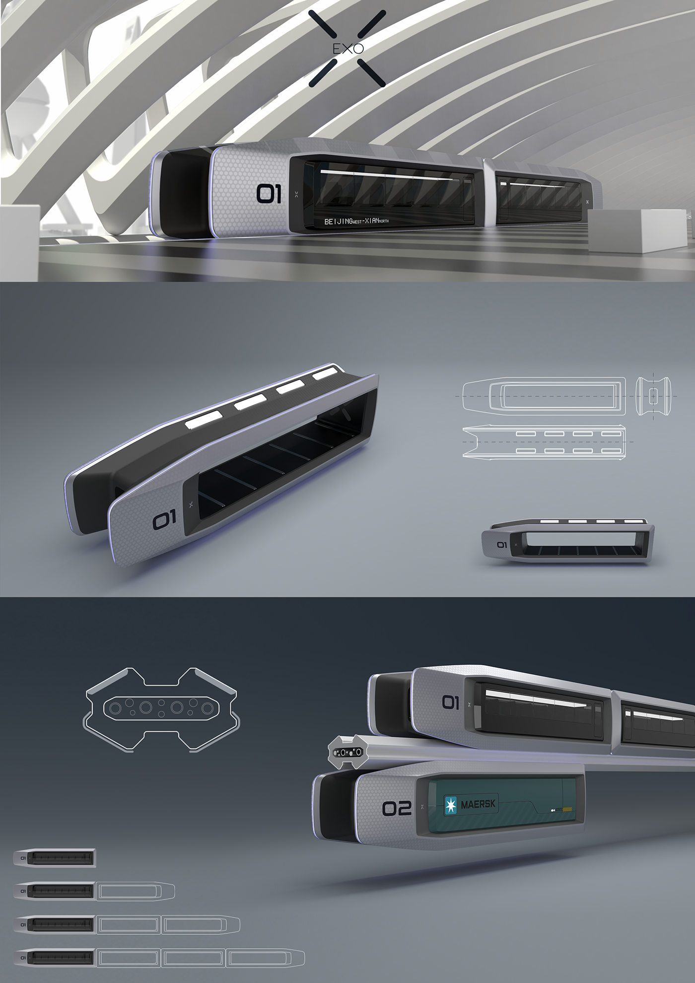 multi-function，Passenger train，Freight train，exo，train，modularization，