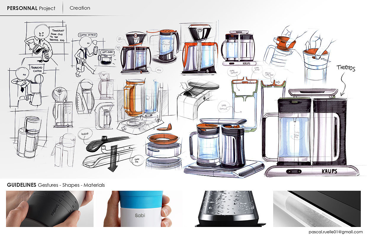 便捷，咖啡壶，自动烧水，冲制咖啡，工业设计，