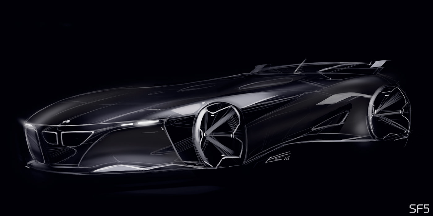 Hand drawn car，sample reels，Automobile design，