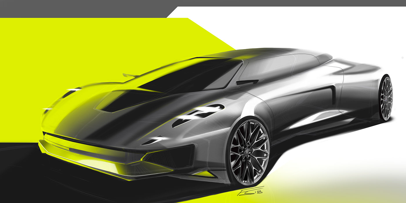 Hand drawn car，sample reels，Automobile design，