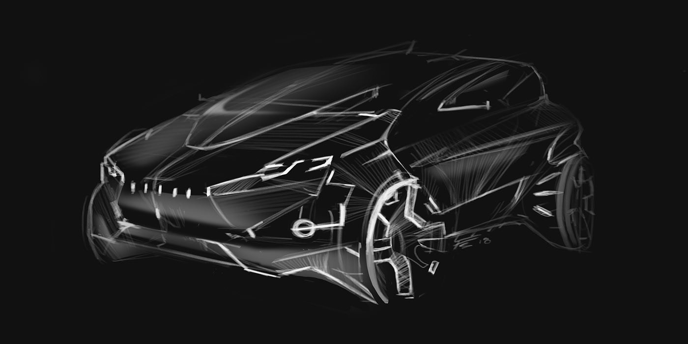 Hand drawn car，sample reels，Automobile design，