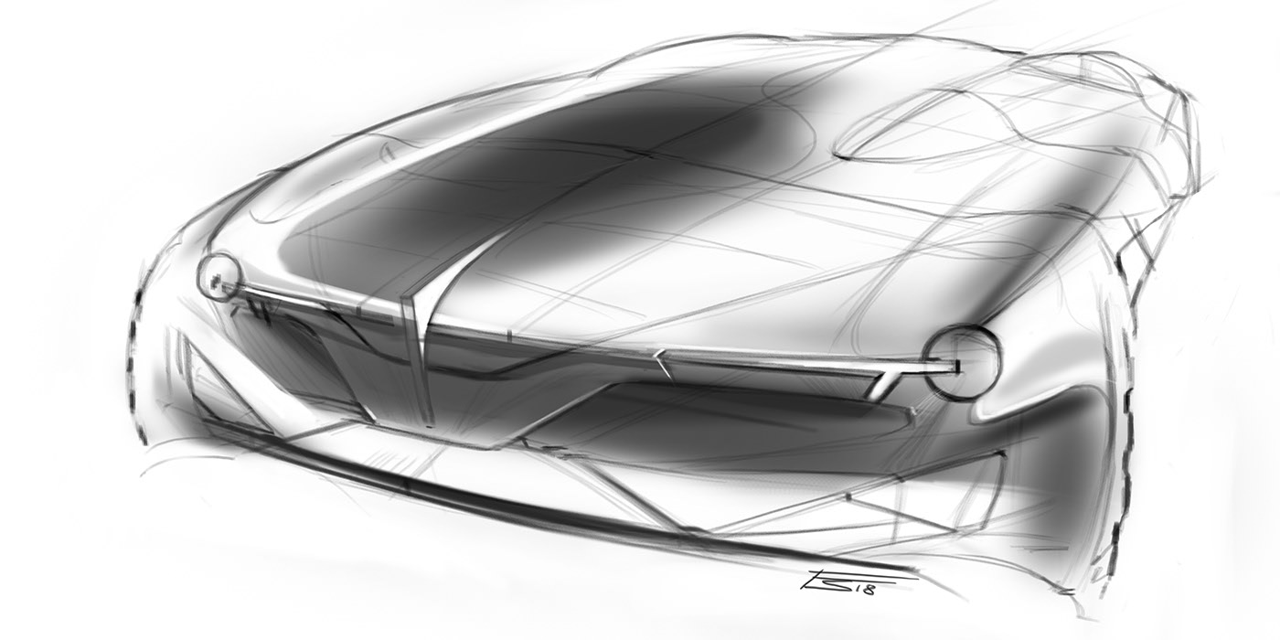 Hand drawn car，sample reels，Automobile design，