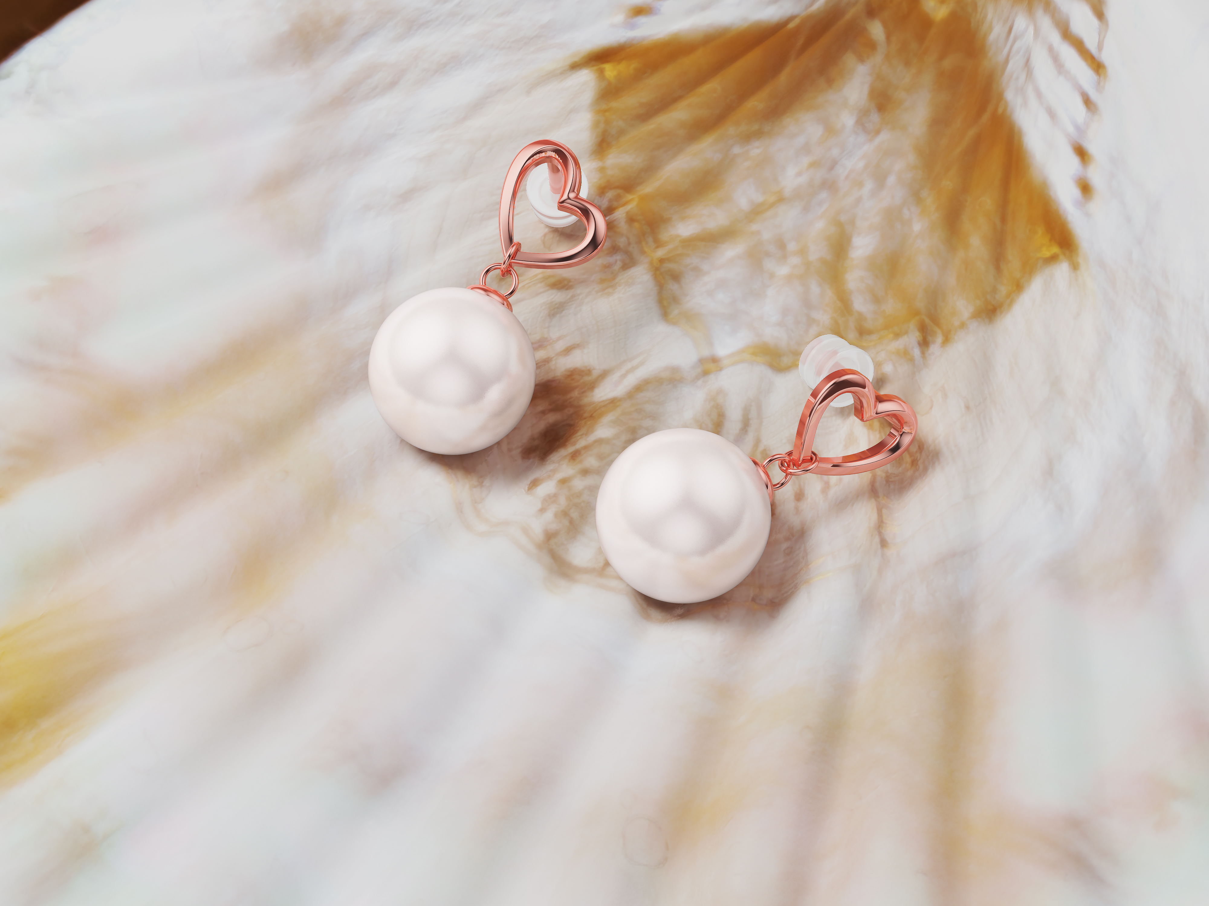 beauty，Pearl，Ring，Necklace，Diamond ring，Diamonds，keyshot，Jewelry rendering，