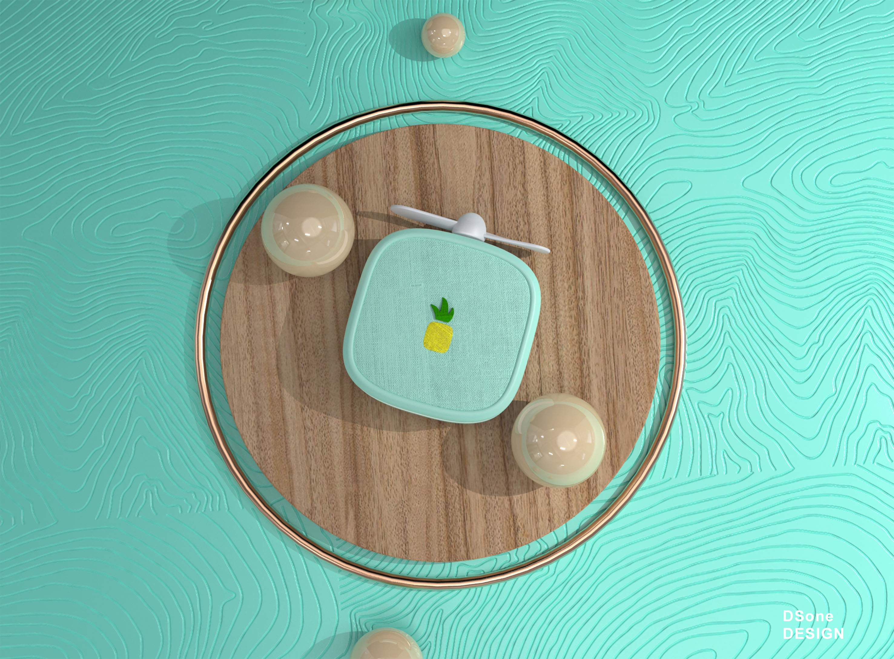 pineapple，summer，Fan，mirror，Make up，Embroidery，cloth，