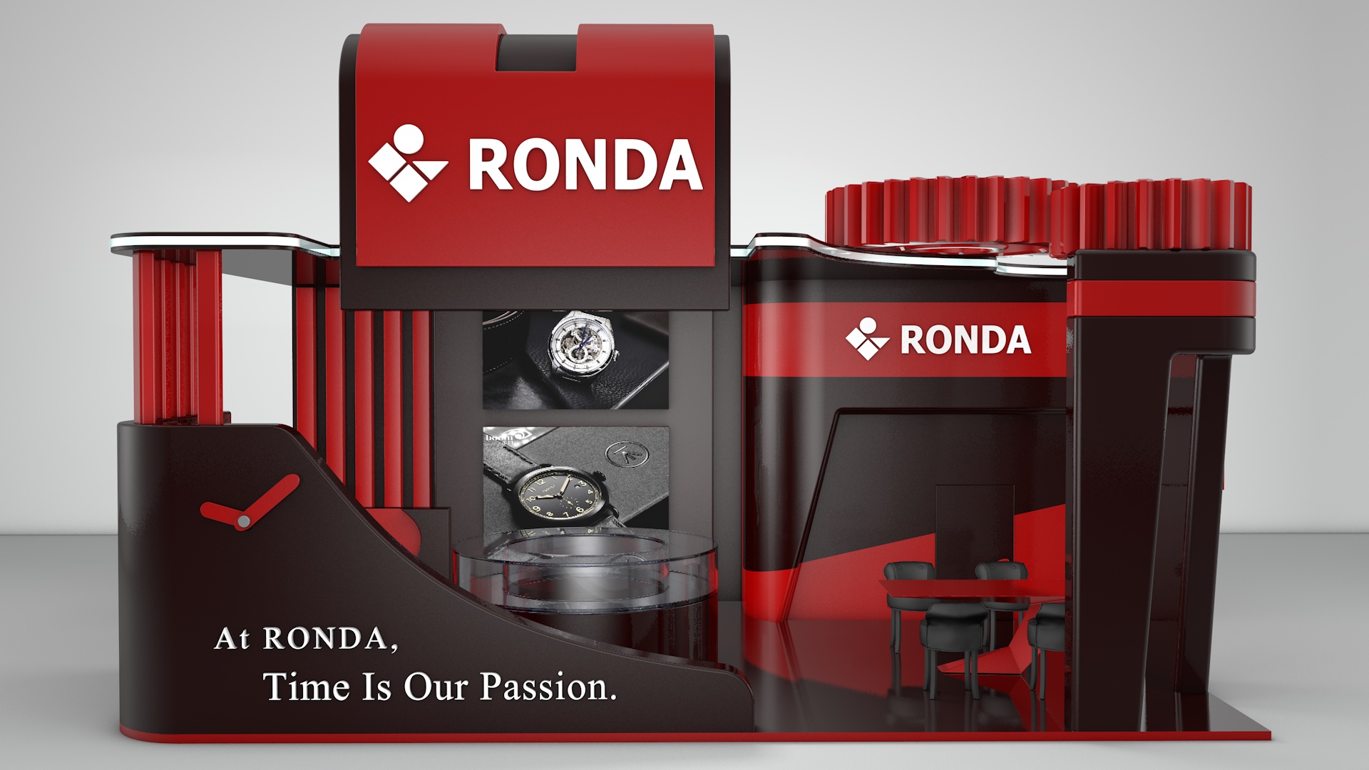 Architecture，Exhibition hall design，Display design，Wrist watch，Exhibition hall，Black and red，Wrist watch，