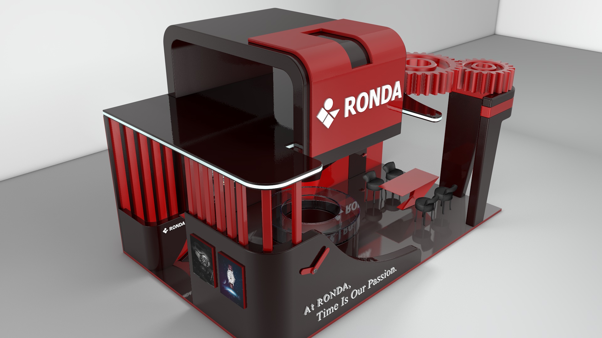 Architecture，Exhibition hall design，Display design，Wrist watch，Exhibition hall，Black and red，Wrist watch，