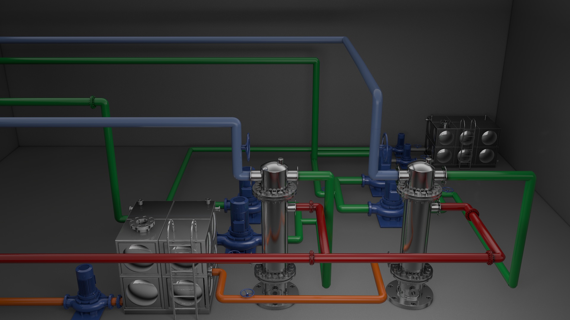 Tools and equipment，Modeling and rendering，Heat exchange station，factory，Render，