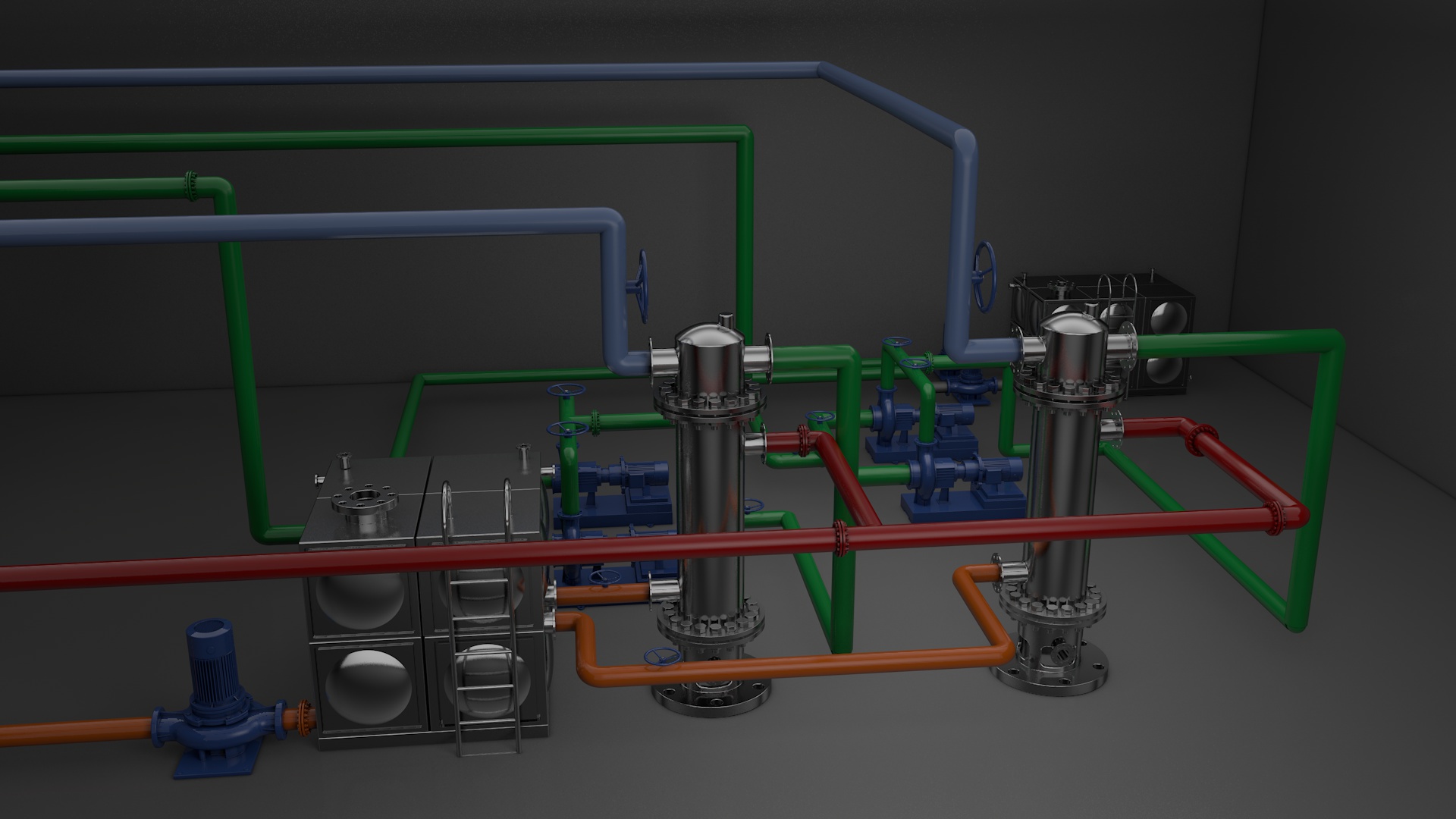 Tools and equipment，Modeling and rendering，Heat exchange station，factory，Render，