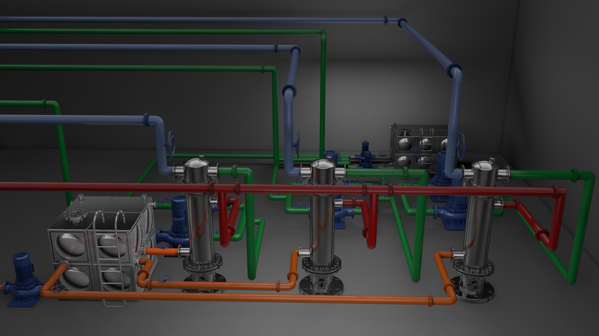 Tools and equipment，Modeling and rendering，Heat exchange station，factory，Render，