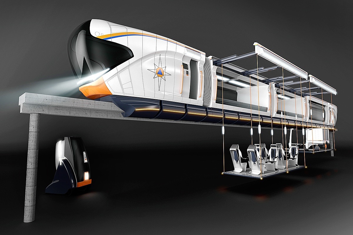 Future traffic，Transportation，train，Monorail car，