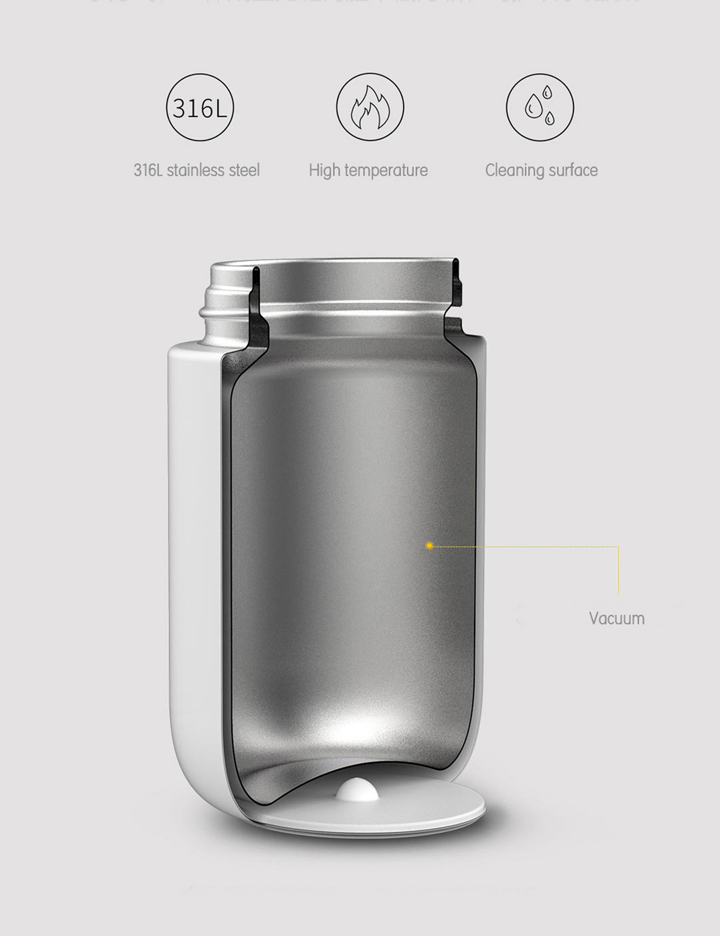 white，vacuum cup，Solista Thermal，