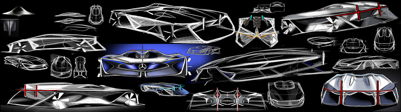 Hand drawn，conceptual design，mercedes，