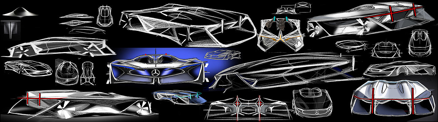 手绘，概念设计，mercedes，