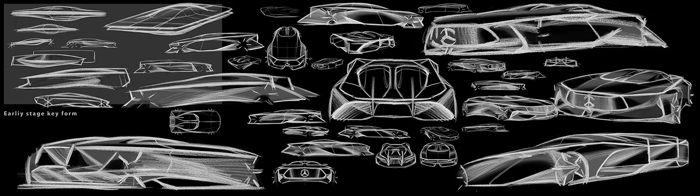 Hand drawn，conceptual design，mercedes，