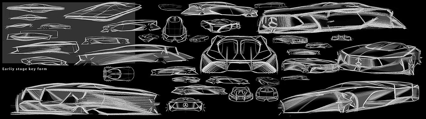 Hand drawn，conceptual design，mercedes，