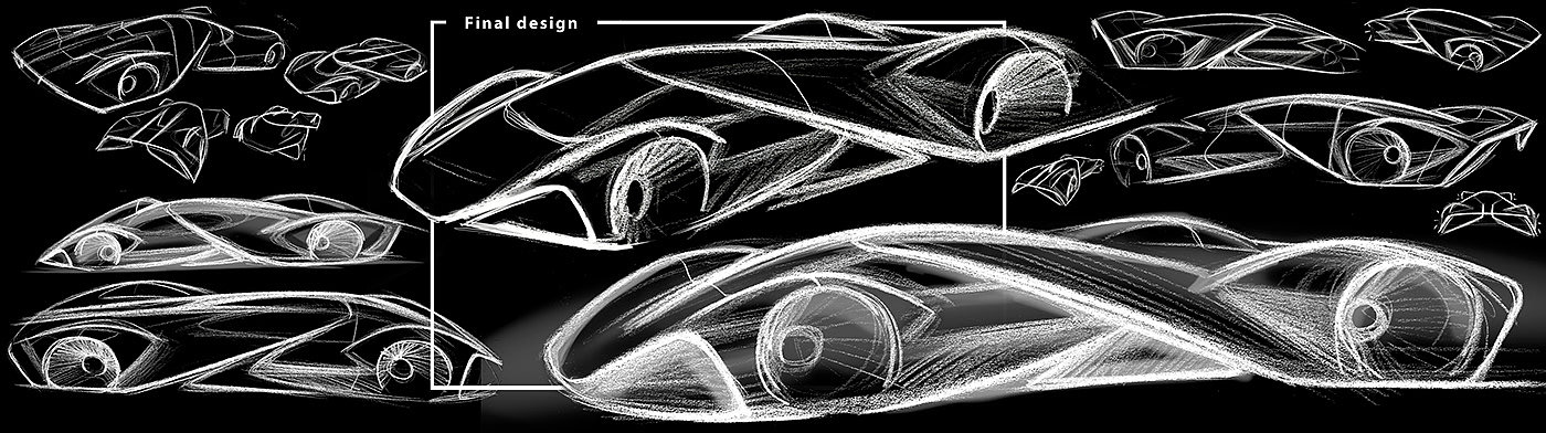Hand drawn，conceptual design，mercedes，