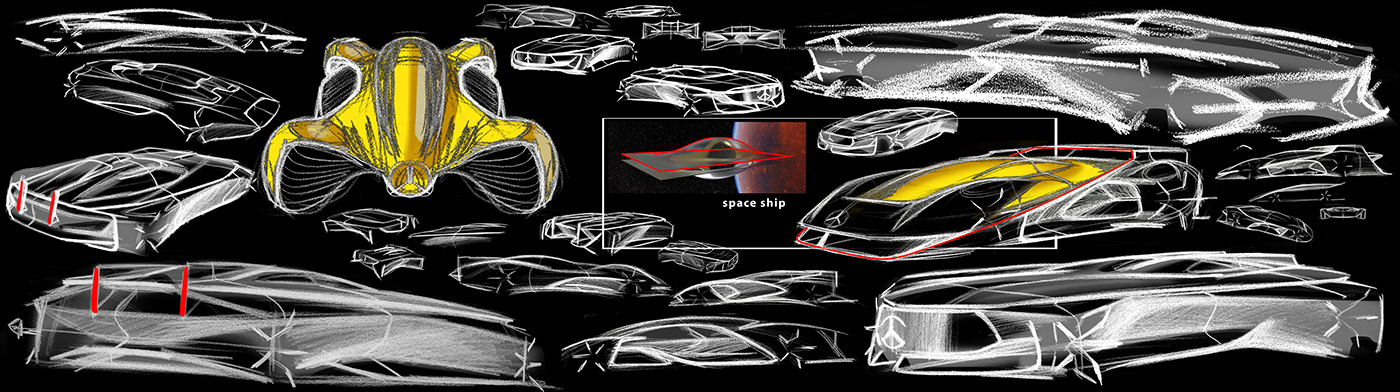 Hand drawn，conceptual design，mercedes，