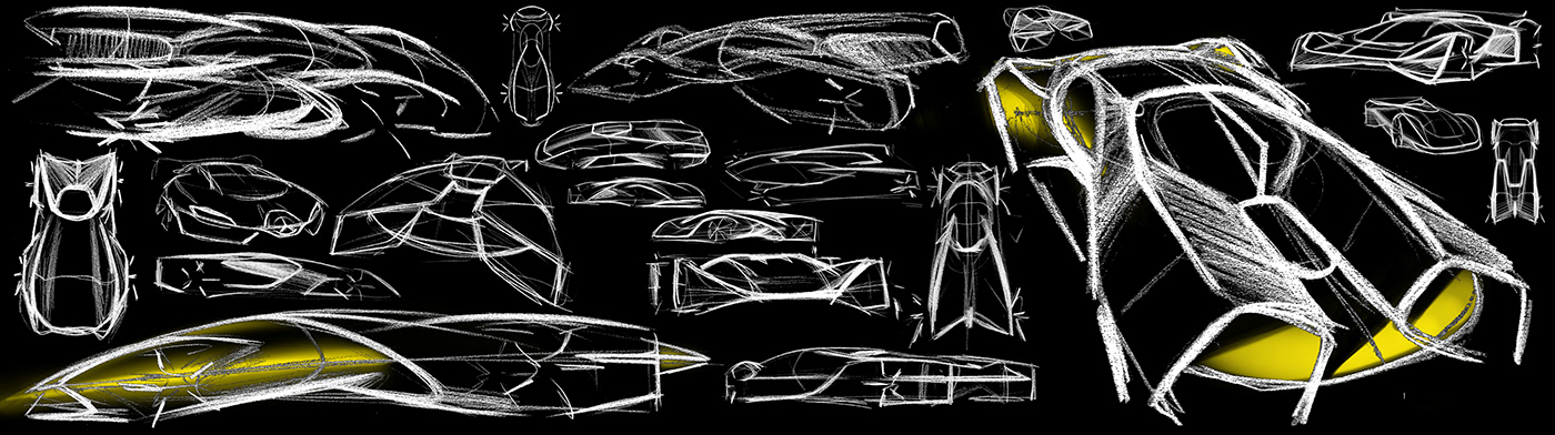 Hand drawn，conceptual design，mercedes，