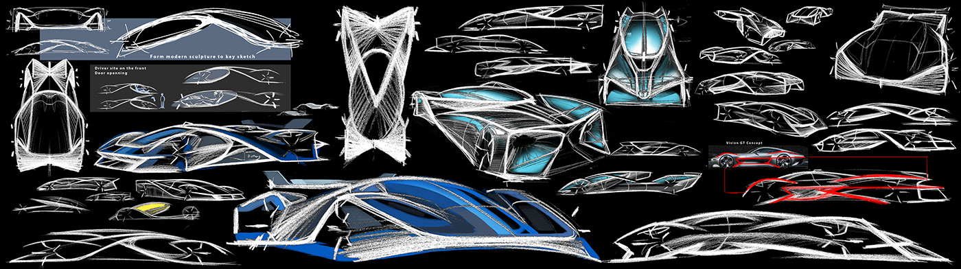 Hand drawn，conceptual design，mercedes，