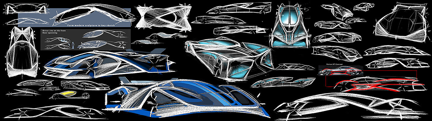 Hand drawn，conceptual design，mercedes，