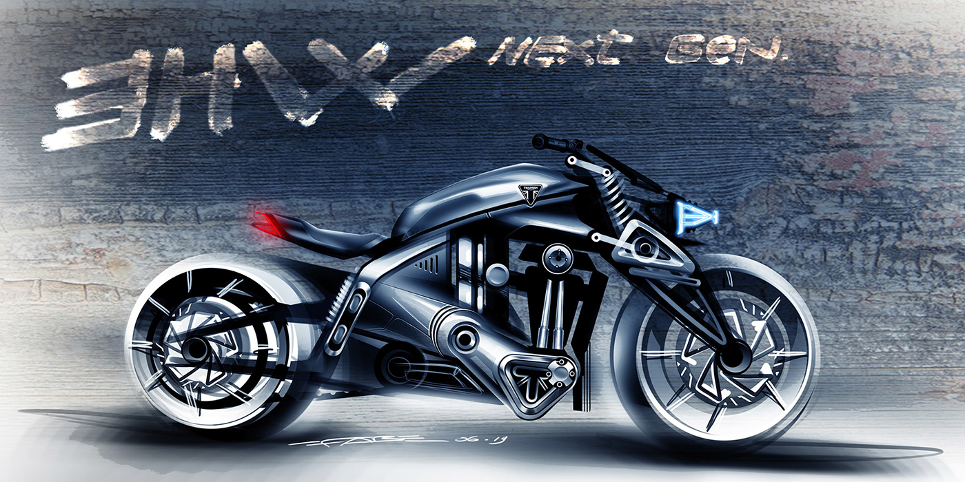 Hand drawn，Motorcycle design，Triumph，