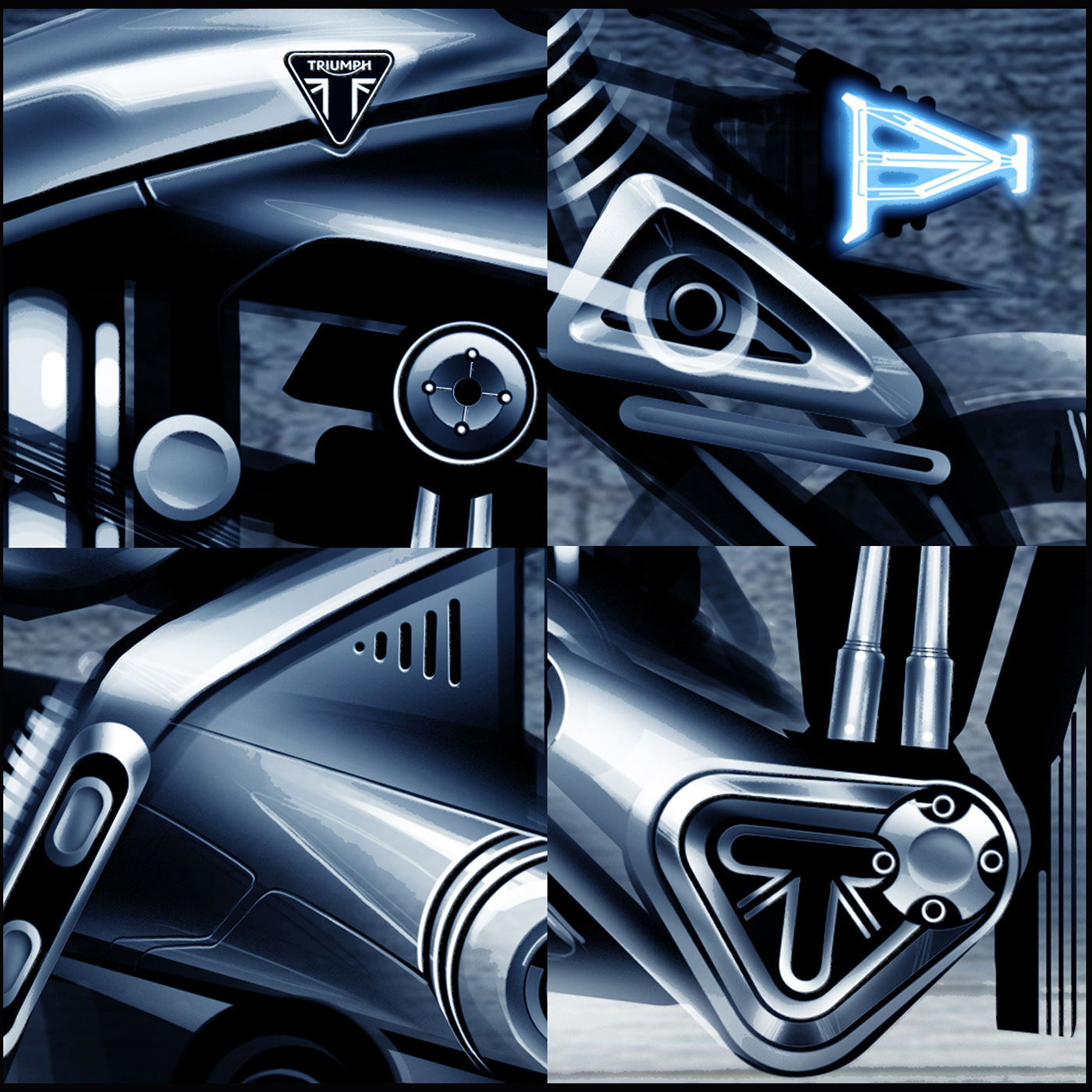 Hand drawn，Motorcycle design，Triumph，