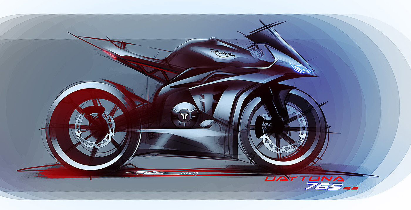 Hand drawn，Motorcycle design，Triumph，