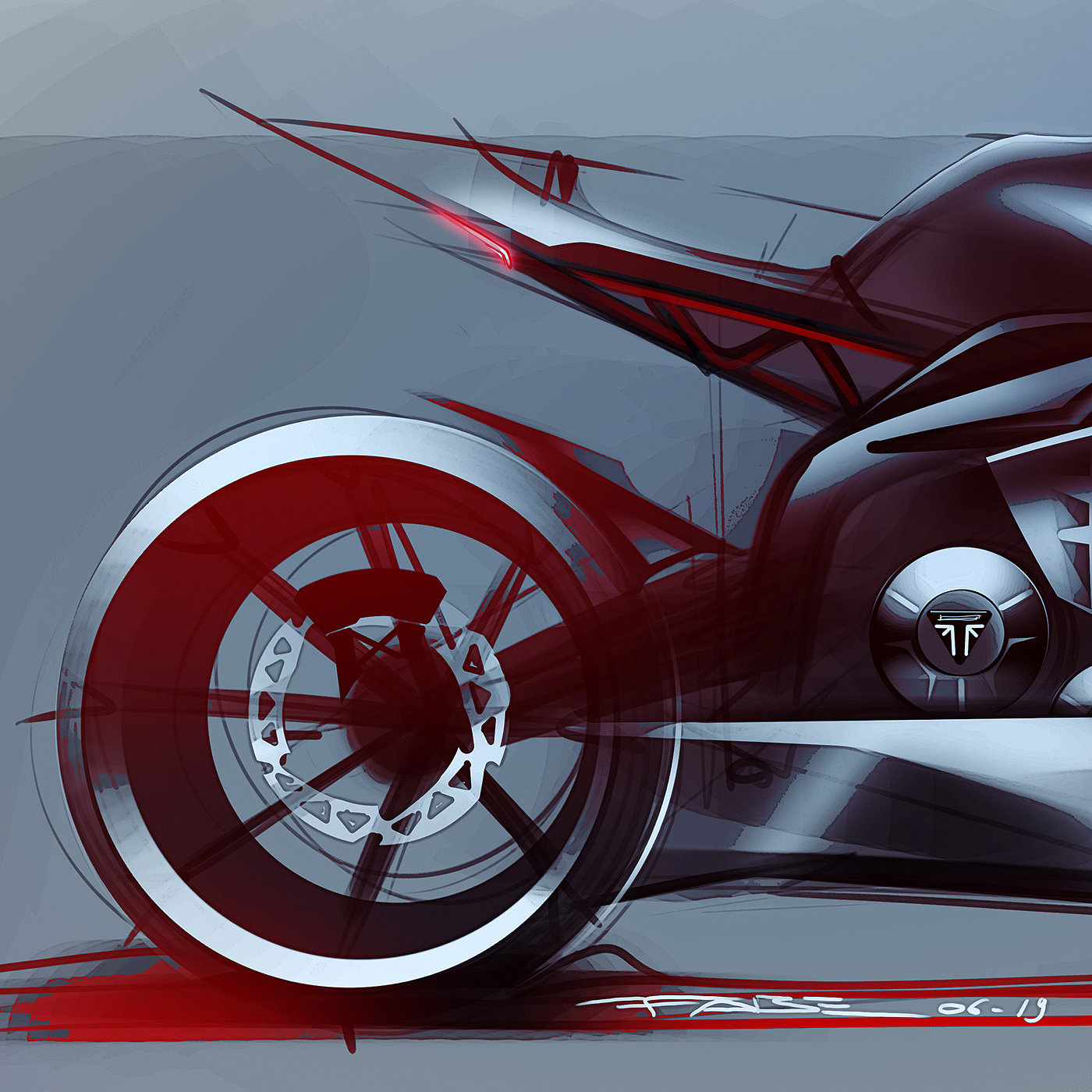 手绘，摩托车设计，Triumph，