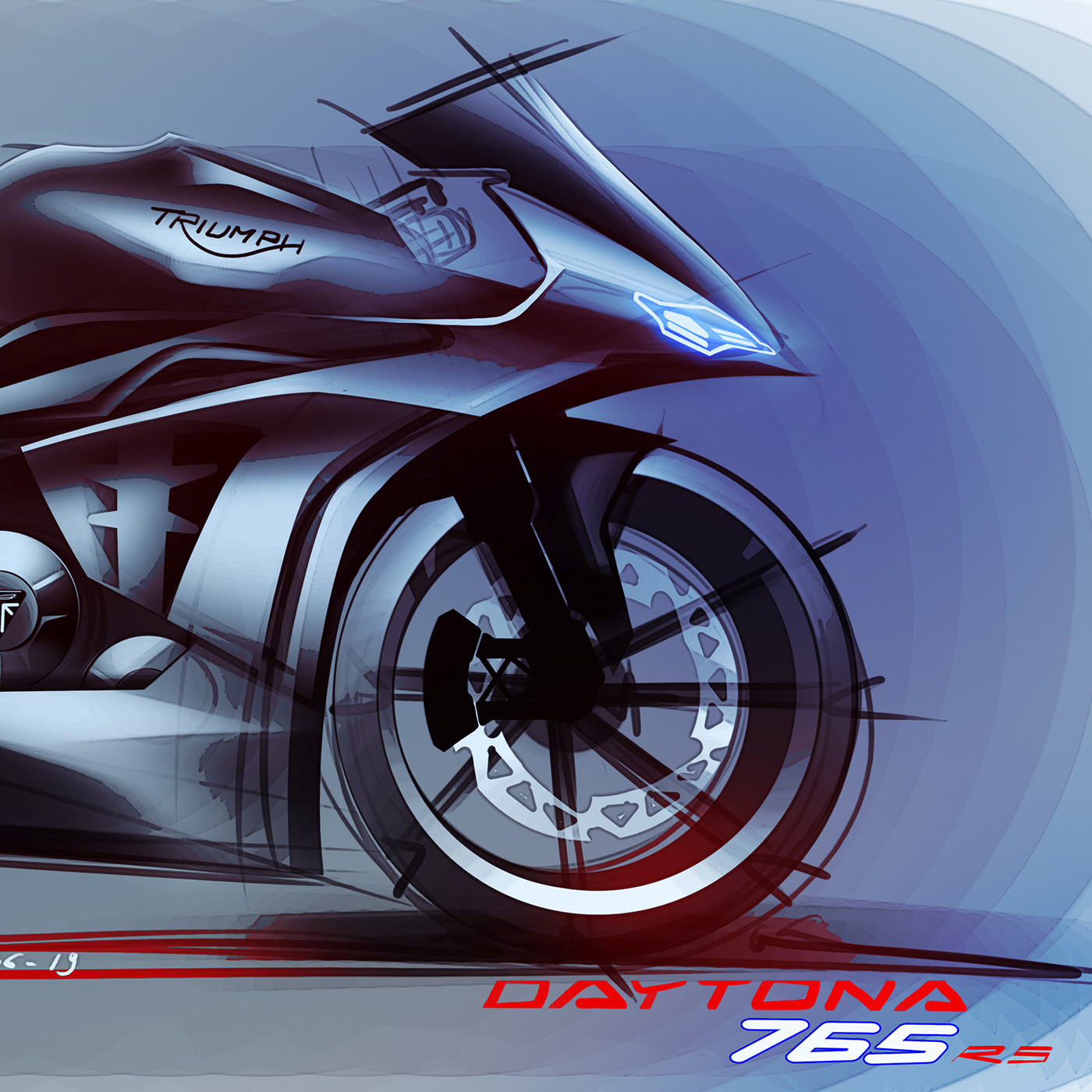 Hand drawn，Motorcycle design，Triumph，